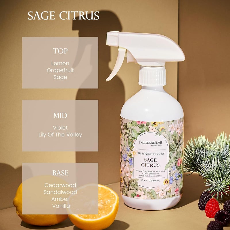 MSENSE ‌ Air & Fabric & Pet Odor Eliminator Spray - 16.9oz Large Size Natural Safe Air Freshener Sage Citrus Scented Deodorizer for Home Eliminates Smoke & Musty Smells, Ideal for ‌Balcony & Kitchen - Image 1